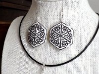 Celtic Triangle Earrings and Pendant Pysanky Eggshell Jewelry By So Jeo : pysanky pysanka ukrainian easter egg batik art eggshell jewelry pendants earrings drop dangle etched flowers gift women accessories accessory pendant necklace bail crystal finding sterling silver filled sojeo flowers celtic purple white red pink brown green purple orange cream burgundy magenta teal turqoise crows crow blue black so jeo art handmade